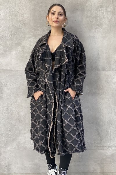 Tasarım Kumaş Oversize Trençkot