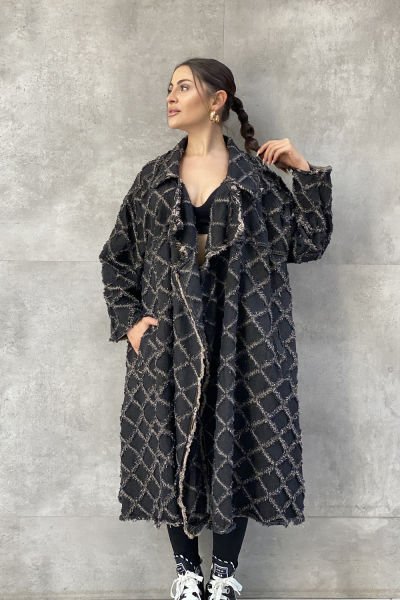 Tasarım Kumaş Oversize Trençkot