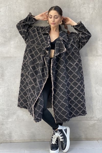 Tasarım Kumaş Oversize Trençkot