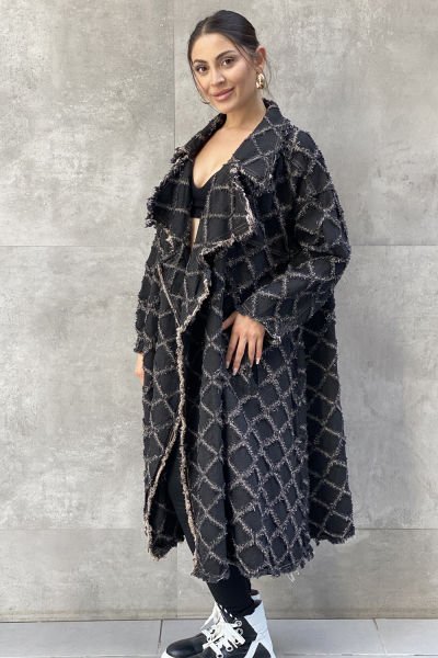 Tasarım Kumaş Oversize Trençkot