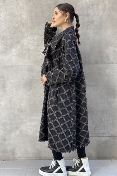 Tasarım Kumaş Oversize Trençkot