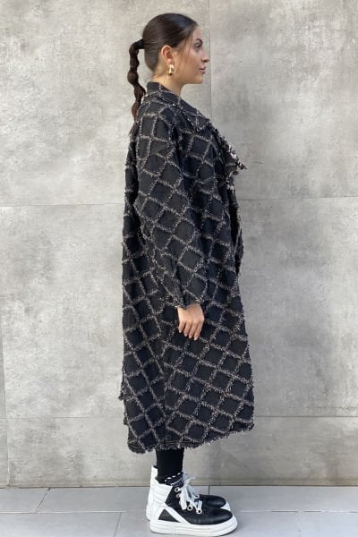 Tasarım Kumaş Oversize Trençkot
