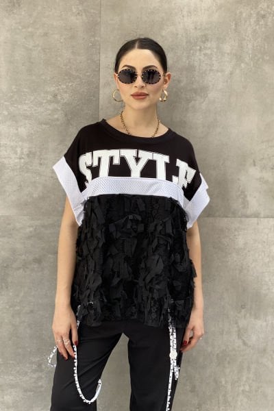 ''H4 Style'' Oversize Yarım Kollu Bluz