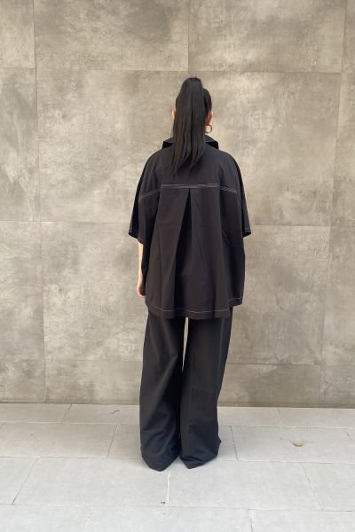 Tasarım Oversize Baskılı Kısa Kollu Gömlek