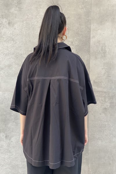 Tasarım Oversize Baskılı Kısa Kollu Gömlek