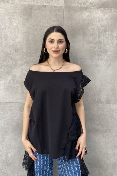 Tasarım Oversize Dantelli Bluz