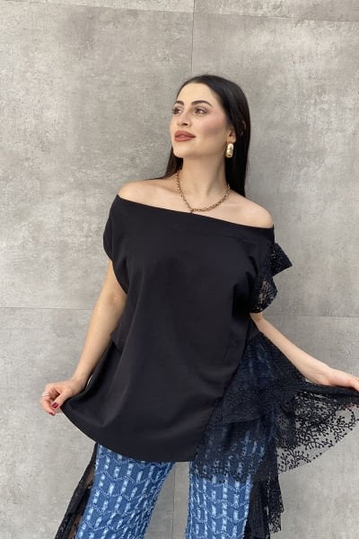 Tasarım Oversize Dantelli Bluz