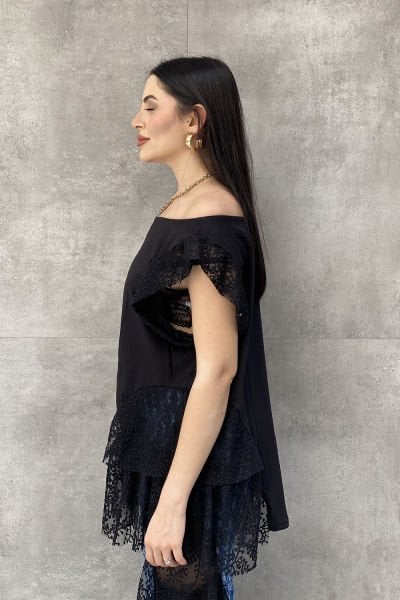 Tasarım Oversize Dantelli Bluz