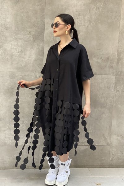 Tasarım Oversize Saçaklı Elbise
