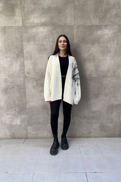 Sprey Baskı Tasarım Oversize Hırka