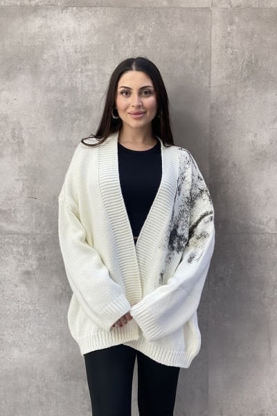 Sprey Baskı Tasarım Oversize Hırka