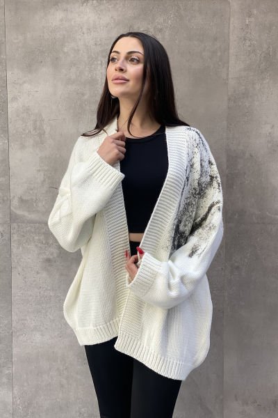 Sprey Baskı Tasarım Oversize Hırka