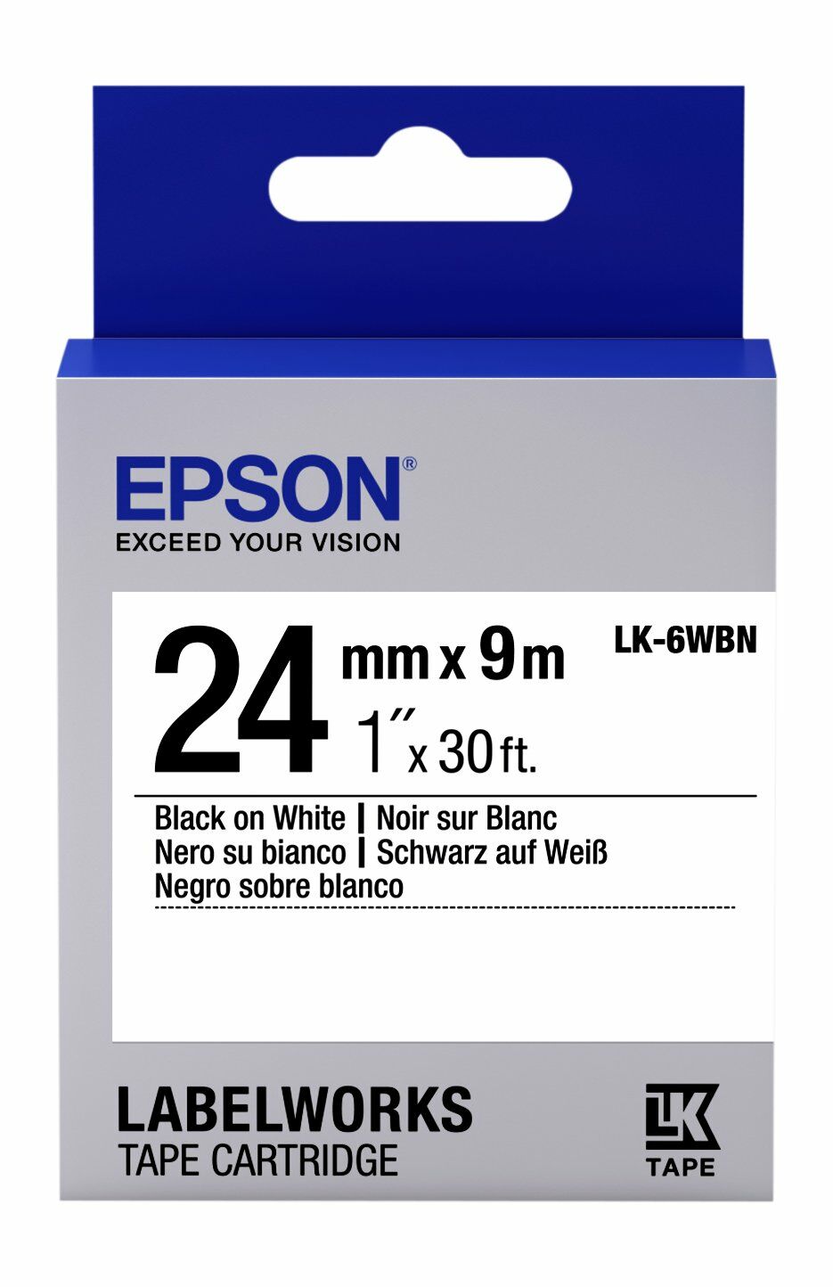 Epson LK-6WBVN Beyaz Üzeri Siyah 24MM 7Metre Etiket