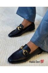 Hakiki Deri Tokalı Siyah Loafer Makosen Ayakkabı
