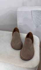Mi Luz Hakiki Deri Rahat Taban Bej Süet Loafer
