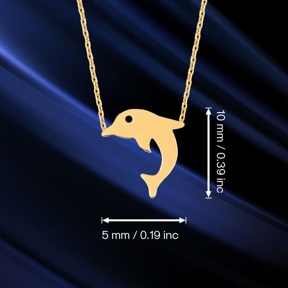 Prenses Pırlanta-14 Ayar Altın Yunus Balığı Altın Kolye Modeli ''45 cm''