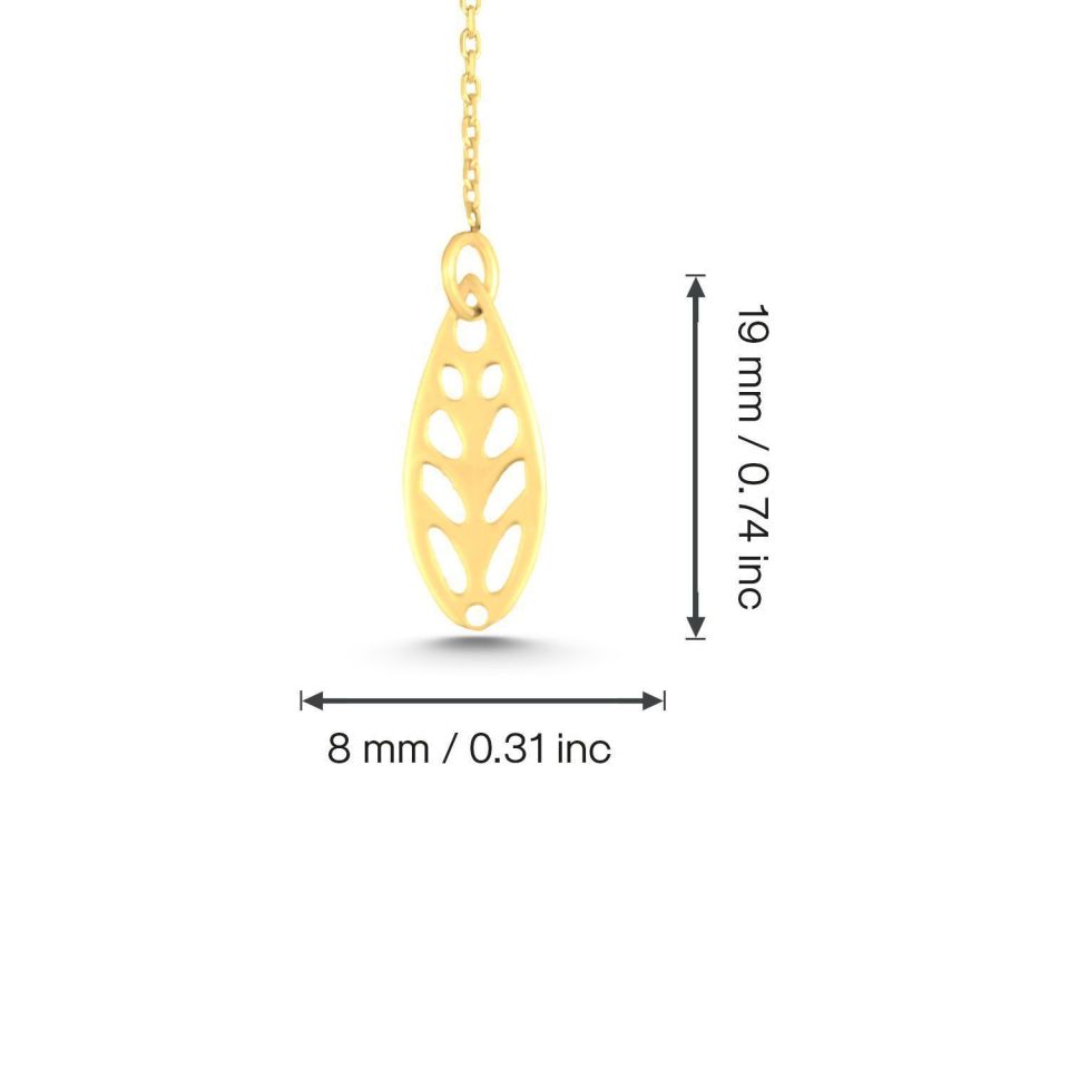 Prenses Pırlanta-14 Ayar Altın Sallantılı Yaprak Altın Kolye Modeli ''45 cm''