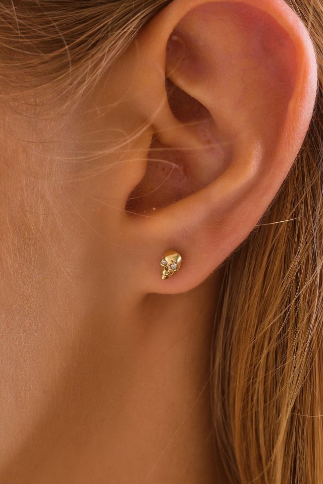 PRENSES PIRLANTA 14 Ayar Altın Tragus Küpe Kuru Kafa Vidalı