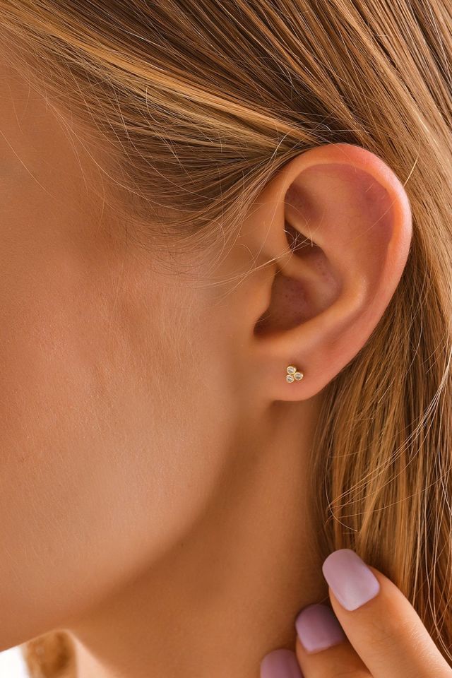 PRENSES PIRLANTA 14 Ayar Altın Tragus Küpe Tria Vidalı