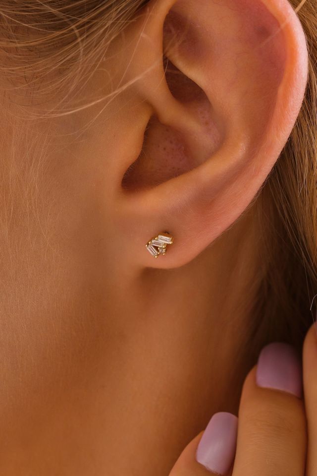 PRENSES PIRLANTA 14 Ayar Altın Tragus Küpe Baget Vidalı