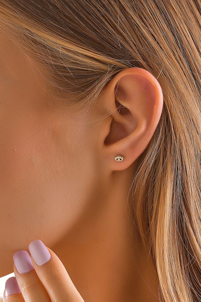 PRENSES PIRLANTA 14 Ayar Altın Tragus Küpe Göz Vidalı