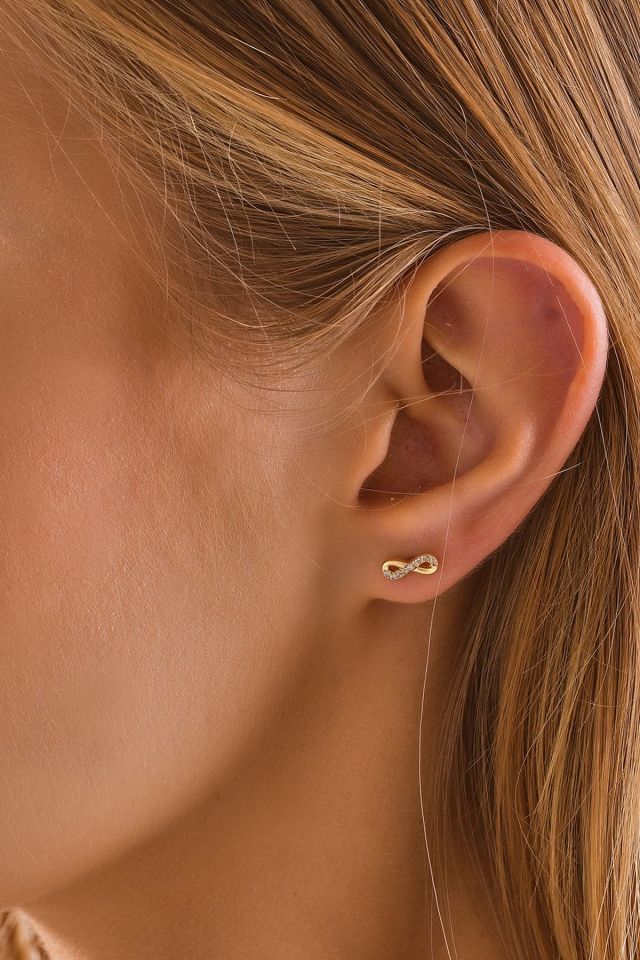 PRENSES PIRLANTA 14 Ayar Altın Tragus Küpe Sonsuzluk Vidalı