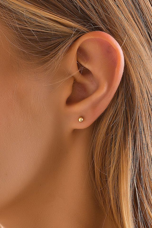 PRENSES PIRLANTA 14 Ayar Altın Tragus Küpe Top Vidalı