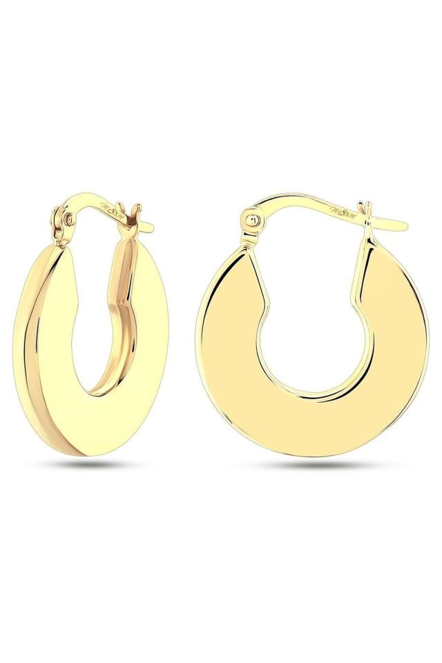 Prenses Pırlanta-Oval Altın Halka Küpe-14 Ayar Altın Küpe Modeli 3,20 gr