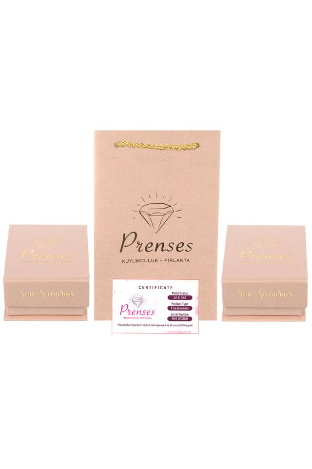 Prenses Pırlanta-Fantezi-14 Ayar Altın Küpe Modeli 2,20 gr