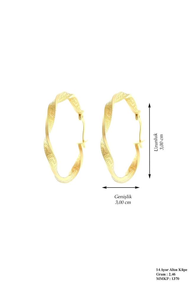 Prenses Pırlanta-3cm Grek İtalyan-14 Ayar Altın Küpe Modeli 2,50 gr