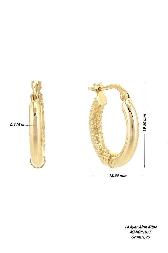 Prenses Pırlanta-Altın Halka Küpe-14 Ayar Altın Küpe Modeli 1,80 gr