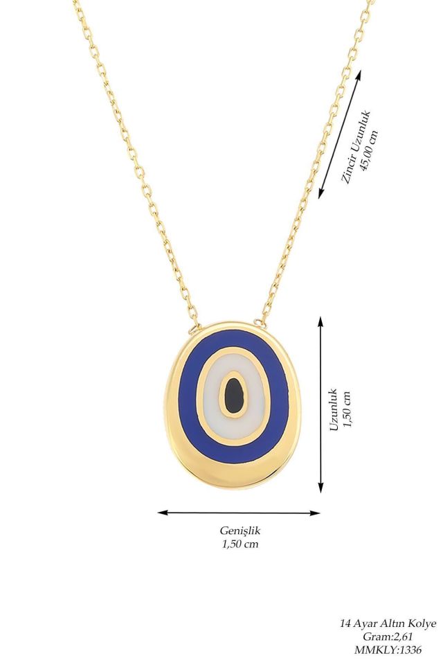 Prenses Pırlanta-14 Ayar Altın Mineli Nazar Göz Altın Kolye Modeli