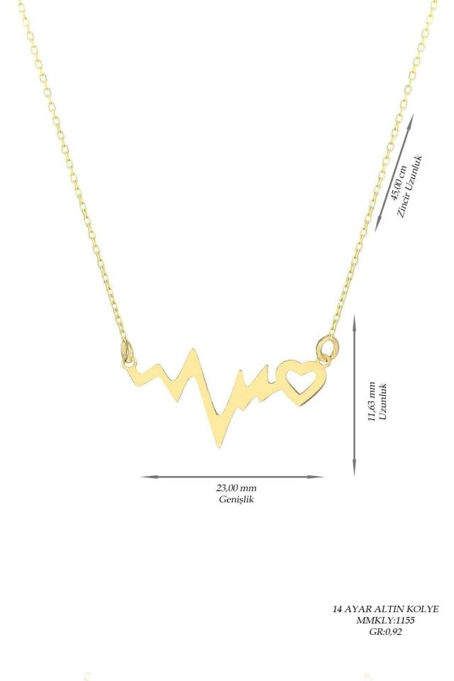 Prenses Pırlanta-14 Ayar Altın Kalpli Ritim Altın Kolye Modeli
