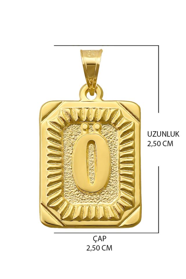 14 Ayar Altın Ö Harfi Kolye Ucu Kare Desenli Harf Zincir Dahil Değildir