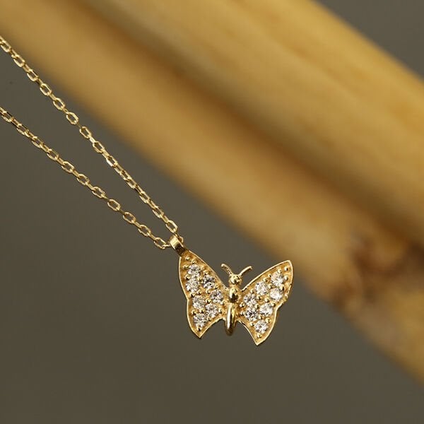 Butterfly Kelebek Tasarım Altın Kolye