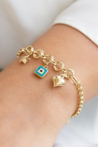 14 ayar altın mineli charm bileklik