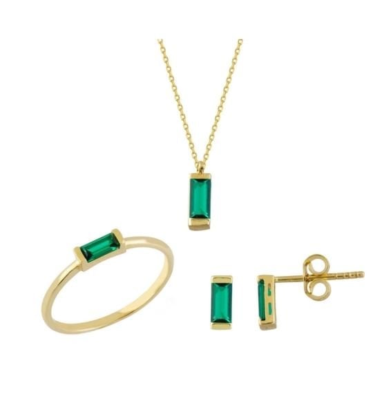 Yeşil Kuartz Taşlı Set