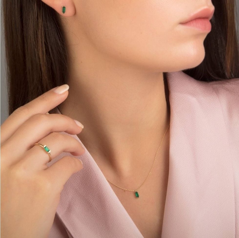 Yeşil Kuartz Taşlı Set