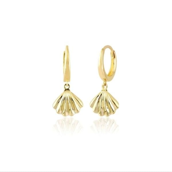 14 Ayar Golden Shell  İstiridye Küpe