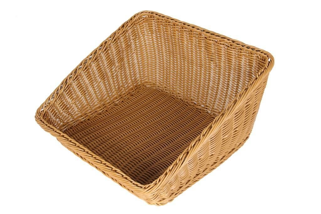 Globy Rattan Dokuma Plastik Eğimli Açıkbüfe Ekmek Sepeti, Ekmeklik 43x43 cm