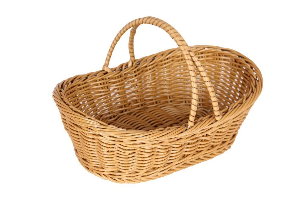 Globy Rattan Dokuma Plastik Saplı Açıkbüfe Ekmek Sepeti, Ekmeklik 30x19 cm