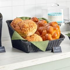 Globy Rattan Dokuma Plastik Eğimli Açıkbüfe Ekmek Sepeti, Ekmeklik 34x24 cm
