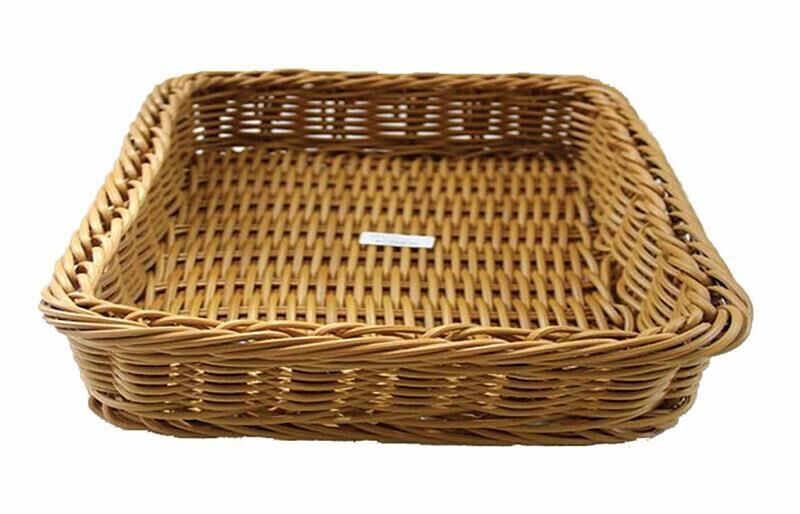 Globy Rattan Dokuma Plastik Dikdörtgen Açıkbüfe Ekmek Sepeti, Ekmeklik 57.5x38.5 cm