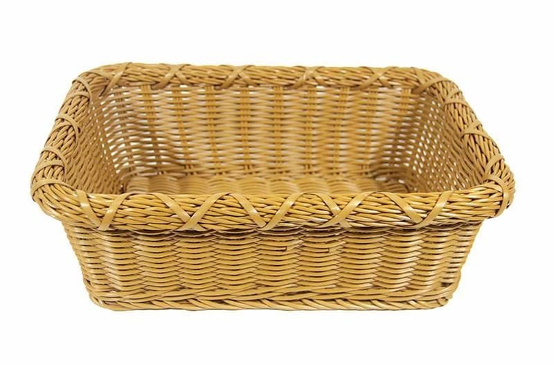 Globy Rattan Dokuma Plastik Dikdörtgen Açıkbüfe Ekmek Sepeti, Ekmeklik 38x28 cm