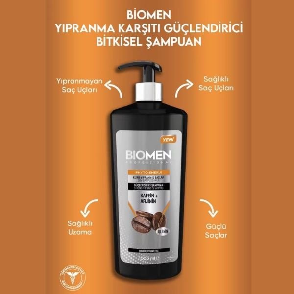 Biomen Professional Kafein Arjinin Kuru Ve Yıpranmış Saçlar Için Şampuan 1000 Ml