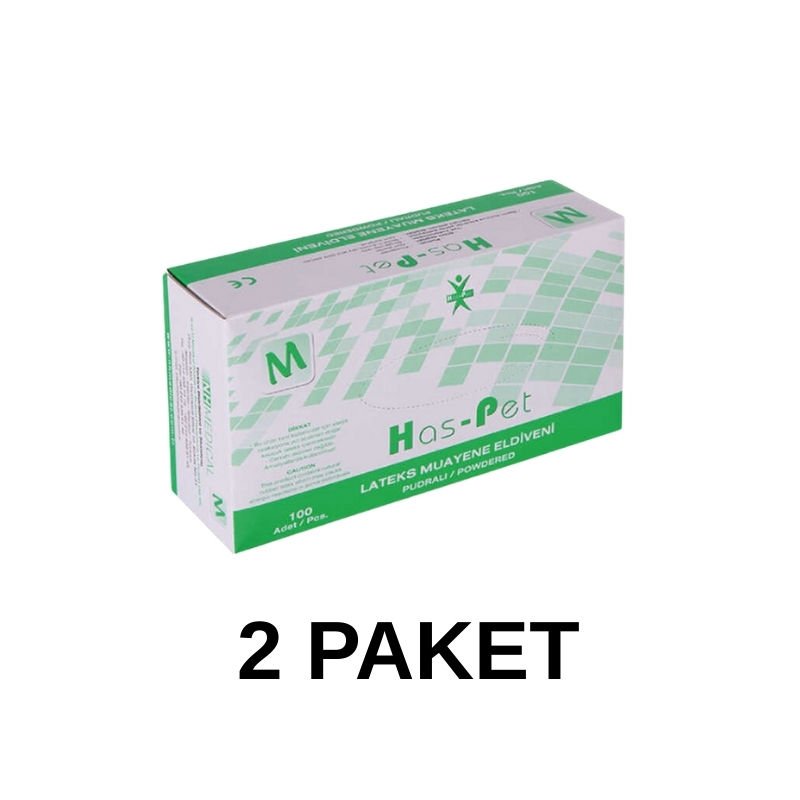 Has-Pet Powdered Latex Examination Gloves Medium 100 Pieces 2 Pack