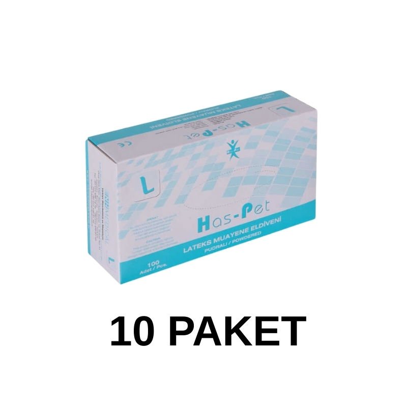 Has-Pet Powdered Latex Examination Gloves Large 10 Packs of 100