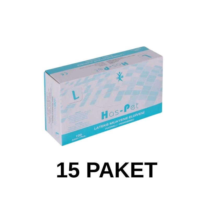 Has-Pet Powdered Latex Examination Gloves Large 100 Pieces 15 Pack