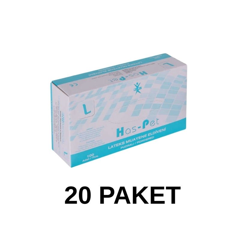 Has-Pet Powdered Latex Examination Gloves Large 100 Pieces 20 Packs