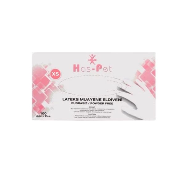 Has-Pet Pudrasız Lateks Muayene Eldiveni XS 100 Lü